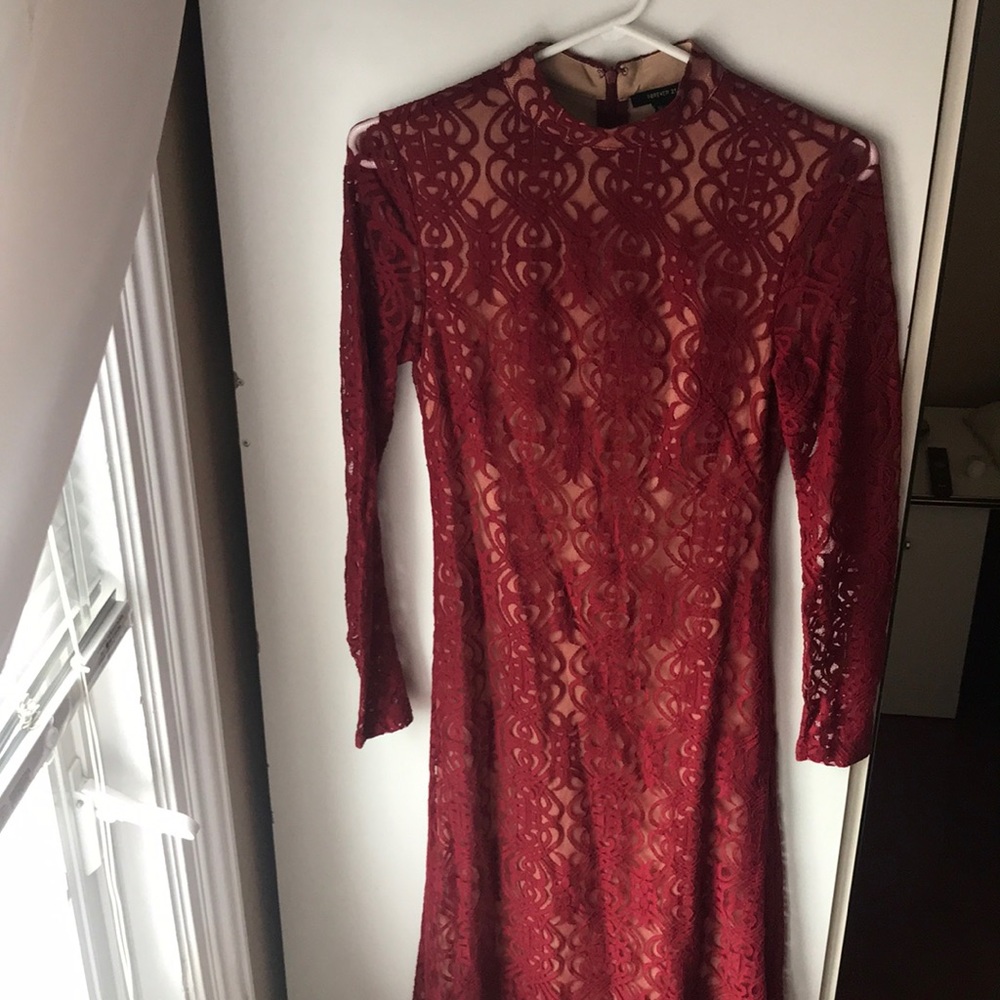 Red lace dress